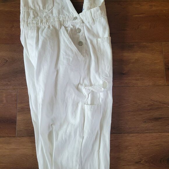 Sybilla Overalls Women Sz 12 EUR 42 White Cotton Carpenter Denim Jean Adj Strap - Picture 13 of 16